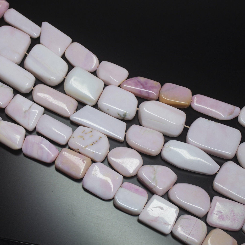 14 inches, 20-40mm, Peruvian Pink Opal Smooth Plain Tumble Nugget Loose Gemstone Beads, Opal Beads - Jalvi & Co.