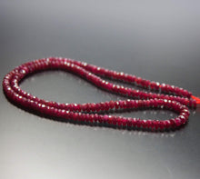 Load image into Gallery viewer, 14 inches, 3-4mm, Natural Longido Untreated Ruby Faceted Rondelle Loose Gemstone Beads - Jalvi &amp; Co.