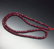 Load image into Gallery viewer, 14 inches, 3-4mm, Natural Longido Untreated Ruby Faceted Rondelle Loose Gemstone Beads - Jalvi &amp; Co.