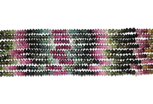 14 inches, 3.50mm, Multi Watermelon Tourmaline Smooth Rondelle Saucer Disk Shape Beads - Jalvi & Co.