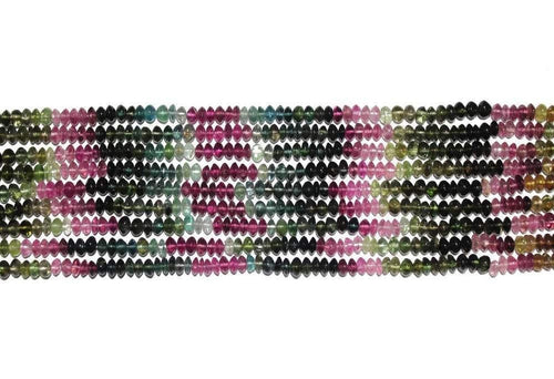 14 inches, 3.50mm, Multi Watermelon Tourmaline Smooth Rondelle Saucer Disk Shape Beads - Jalvi & Co.