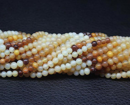 14 inches, 3mm 4mm, Natural Ethiopian Welo Fire Opal Smooth Polished Round Ball Beads, Opal Beads - Jalvi & Co.