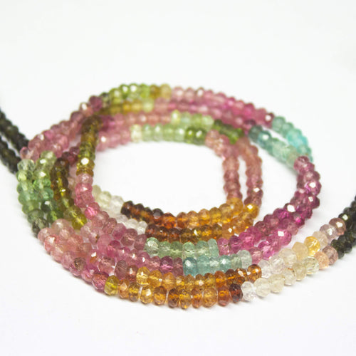 14 Inches, 3mm, AAA Grade Tourmaline Faceted Rondelle Loose Gemstone Beads - Jalvi & Co.