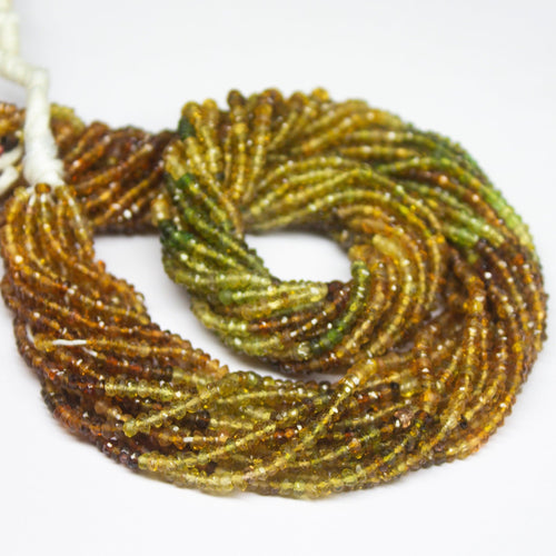 14 inches, 3mm, Natural Petrol Tourmaline Faceted Rondelle Shape Beads, Tourmaline Beads - Jalvi & Co.