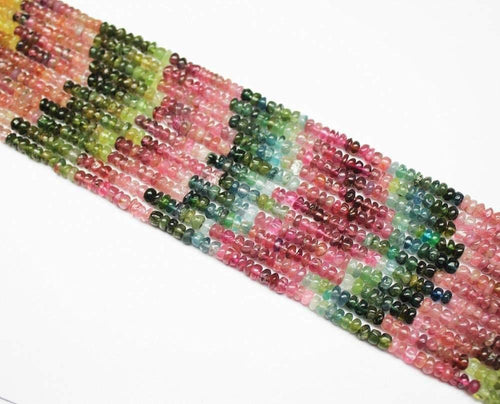 14 inches, 4.50mm, Multi Watermelon Tourmaline Smooth Rondelle Beads - Jalvi & Co.