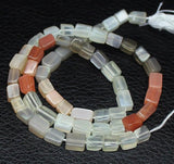 14 Inches, 4-8mm, Multi Peach Moonstone Smooth Polished Rectangle Gemstone Beads