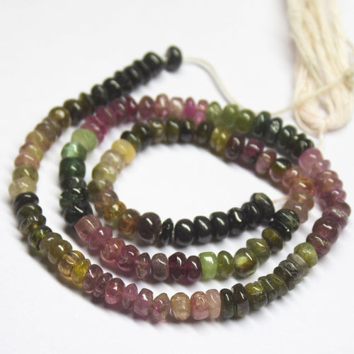 14 inches, 5.5mm, Natural Multi Color Tourmaline Smooth Rondelle Beads, Tourmaline Beads - Jalvi & Co.