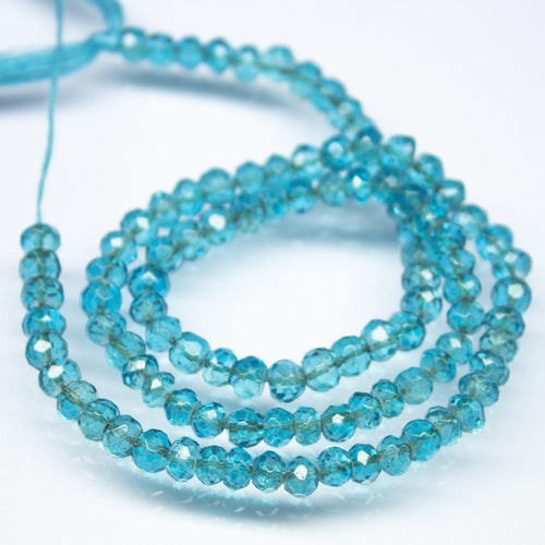 14 inches, 5mm, Natural Mystic Coated Blue Quartz Faceted Rondelle Beads, Quartz Beads - Jalvi & Co.