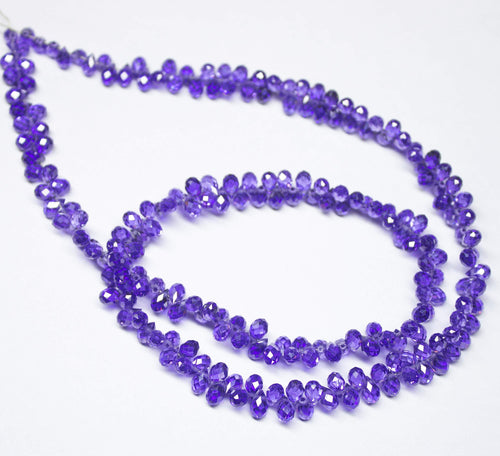 14 inches, 5mm, Purple Zircon Faceted Teardrop Briolette Loose Gemstone Beads, Zircon Beads - Jalvi & Co.