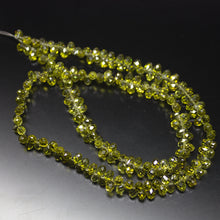 Load image into Gallery viewer, 14 inches, 5mm, Vessonite Green Zircon Faceted Teardrop Briolette Loose Gemstone Beads, Zircon Beads - Jalvi &amp; Co.