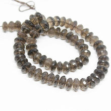 Load image into Gallery viewer, 14 inches, 8-9mm, Smoky Quartz Faceted Large Size Rondelle Gemstone Beads, Quartz Beads - Jalvi &amp; Co.