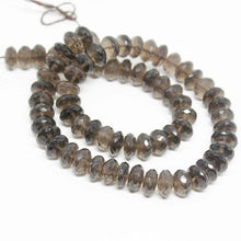 Load image into Gallery viewer, 14 inches, 8-9mm, Smoky Quartz Faceted Large Size Rondelle Gemstone Beads, Quartz Beads - Jalvi &amp; Co.