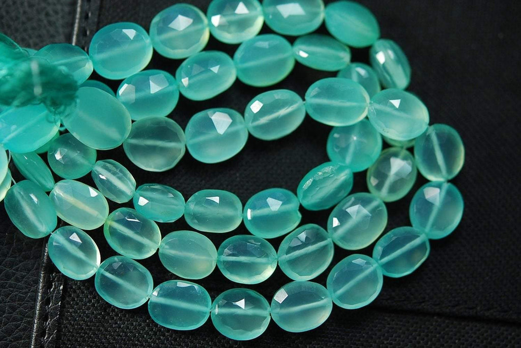 14 Inches, Aqua Chalcedony Faceted Oval Nuggets Shape, 12-13mm Size, Wholesale Price - Jalvi & Co.