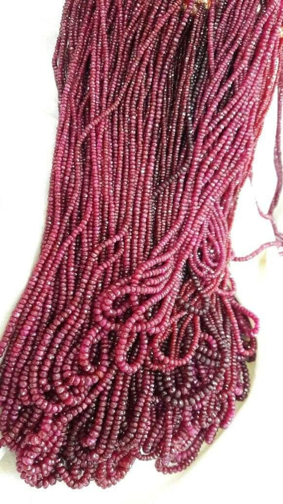 14 Inches, Natural Logindo Ruby Faceted Rondelles, Size 3-3.5mm - Jalvi & Co.