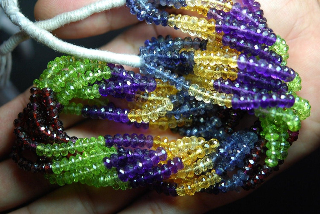 14 Inches Strand, Aaa Mixed Gems Rondelles Faceted Rondelles 2.75-3mm - Jalvi & Co.