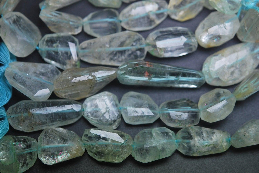 14 Inches Strand aquamarine large beads Faceted Nuggets, 20-10mm Large - Jalvi & Co.