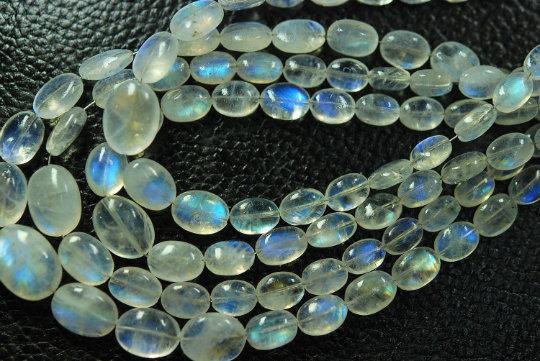 14 Inches Strand Blue Flashy Rainbow Moonstone Smooth Polished Oval Shape Nuggets 13-9mm - Jalvi & Co.