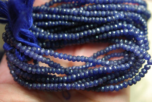 14 Inches Strand Blue Sapphire Quartz Faceted Rondelles Size 3.5mm - Jalvi & Co.