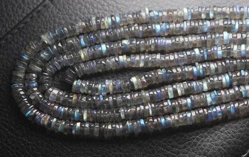 14 Inches Strand, Finest Quality,Blue Flashy Labradorite Smooth Buttons Beads, 5-6mm Large - Jalvi & Co.