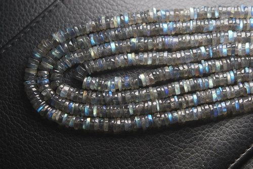 14 Inches Strand, Finest Quality,Blue Flashy Labradorite Smooth Buttons Beads, 5-6mm Large - Jalvi & Co.