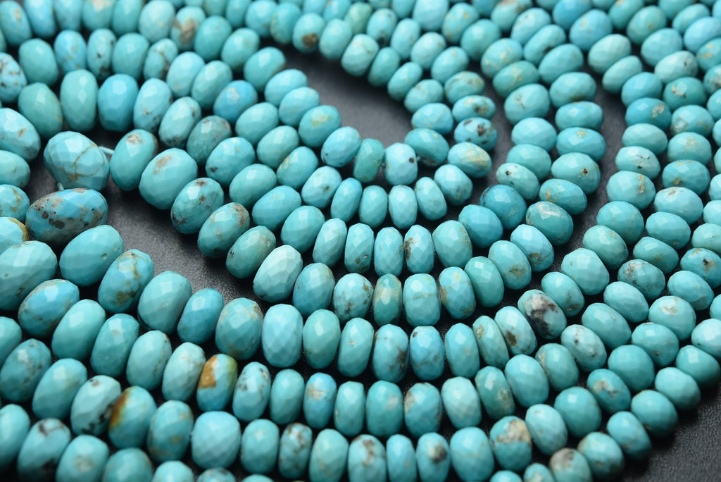 14 Inches Strand, Natural Arizona Sleeping Beauty Turquoise Faceted Rondelles,Size 5-9mm - Jalvi & Co.