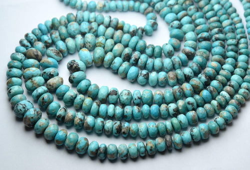 14 Inches Strand, Natural Arizona Sleeping Beauty Turquoise Faceted Rondelles,Size 5-9mm - Jalvi & Co.