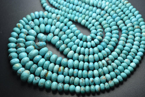 14 Inches Strand, Natural Arizona Sleeping Beauty Turquoise Faceted Rondelles,Size 5-9mm - Jalvi & Co.