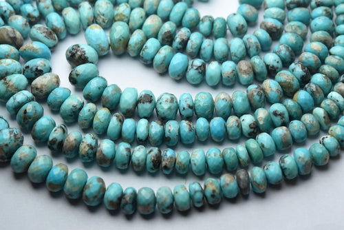 14 Inches Strand, Natural Arizona Sleeping Beauty Turquoise Faceted Rondelles,Size 5-9mm - Jalvi & Co.