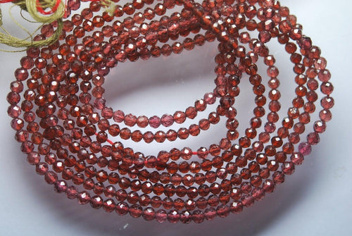 14 Inches Strand, Natural Mozambique Garnet Faceted Round Ball Beads 3.25mm - Jalvi & Co.