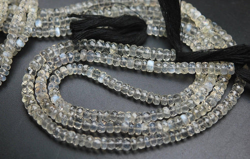 14 Inches Strand,Full Strand, Super Rare Item, Ceylon Moonstone Faceted Rondelles Beads Size 5-5.5mm - Jalvi & Co.