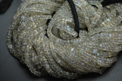 14 Inches Strand,Full Strand, Super Rare Item, Ceylon Moonstone Faceted Rondelles Beads Size 5-5.5mm - Jalvi & Co.