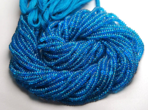 14 Inches Strand,Neon Blue Apatite Smooth Rondelles, 3-3.5mm - Jalvi & Co.