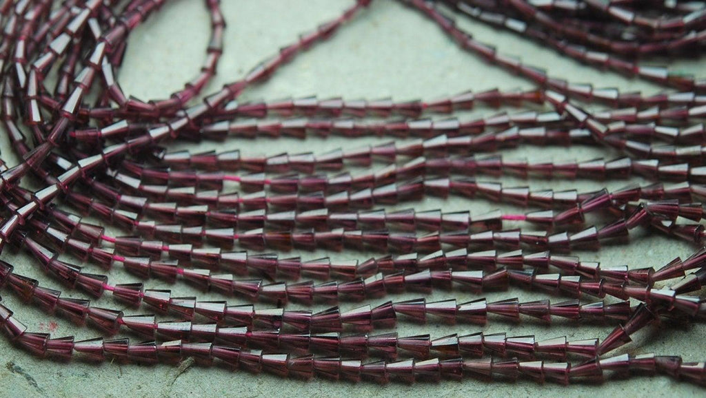 14 Inches Strand,Rare Mozambique Garnet Faceted Umbrella Shape Size 3.5-4mm Aprx - Jalvi & Co.