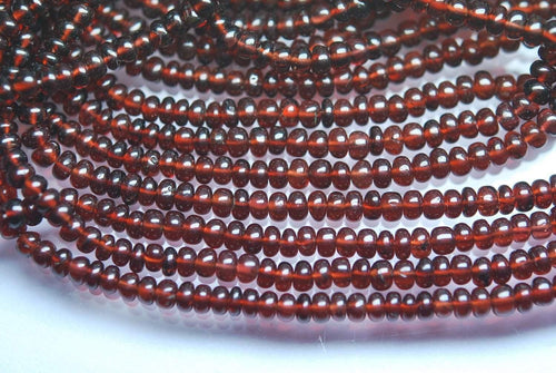 14 Inches Strands Super Finest-Quality Mozambique Garnet Smooth Roundels, 4mm - Jalvi & Co.