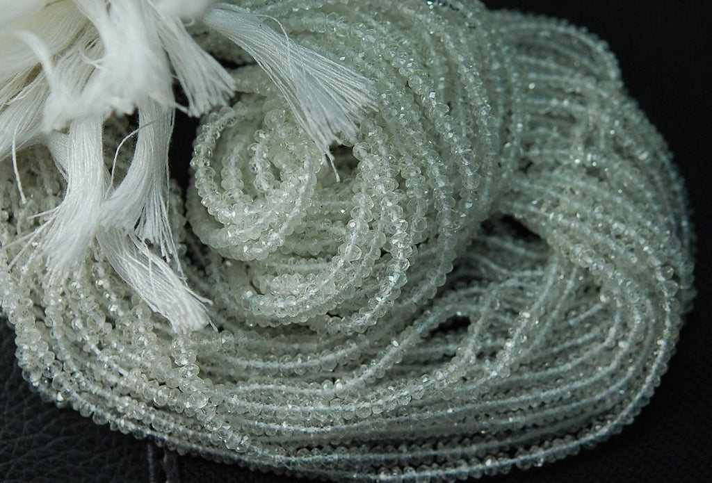 14 Inches Super Finest Cutaaaquality White Topaz Faceted Rondelles Size 3mm - Jalvi & Co.