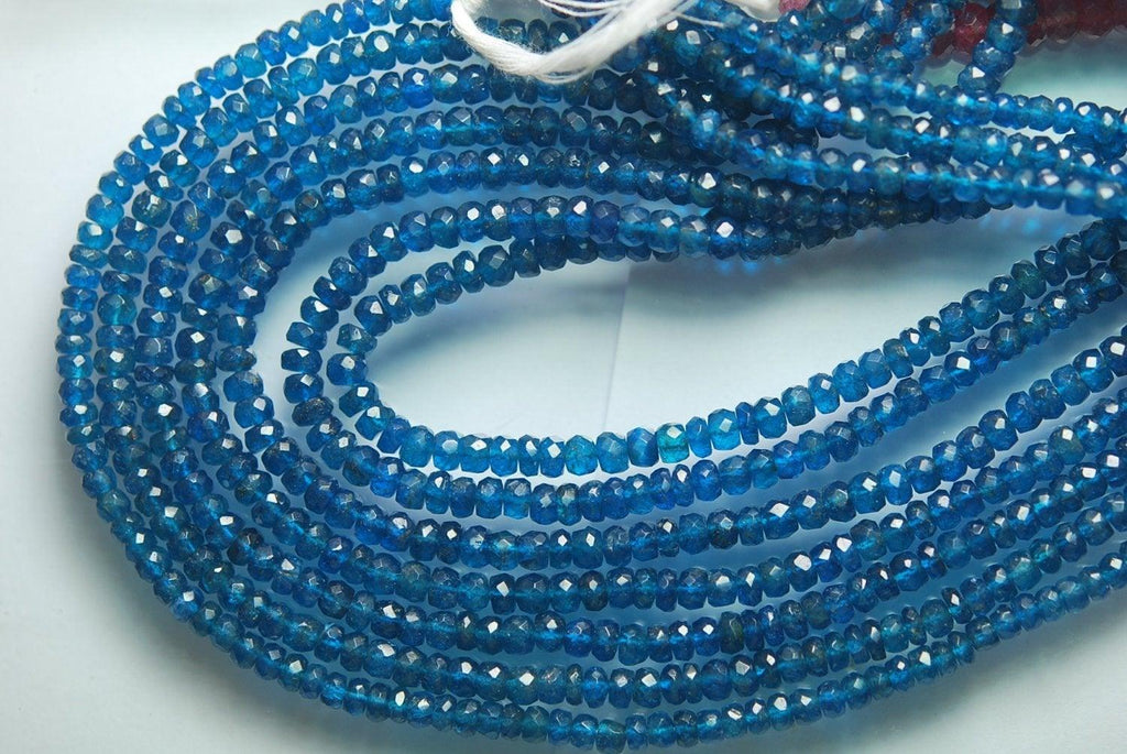 14 Inches Super Finest Quality Neon Blue Apatite Size 4.50mm - Jalvi & Co.