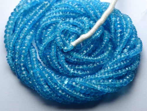 14 Inches Super Finest Quality Neon Blue Apatite Smaller Size 3mm - Jalvi & Co.