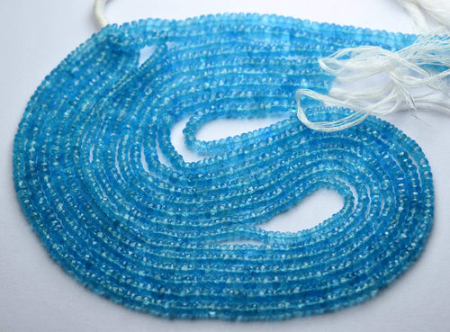 14 Inches Super Finest Quality Neon Blue Apatite Smaller Size 3mm - Jalvi & Co.