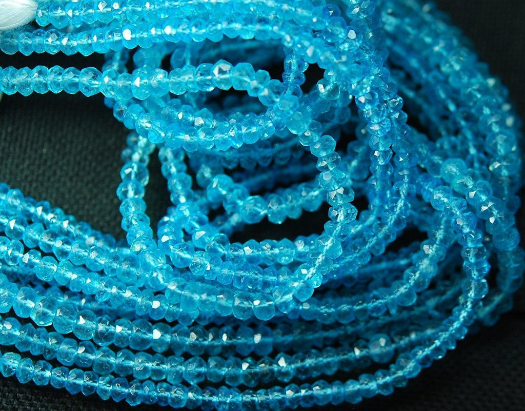 14 Inches Super Finest Quality Sky Blue Mystic Topaz Faceted Rondelles Size 3.5mm - Jalvi & Co.