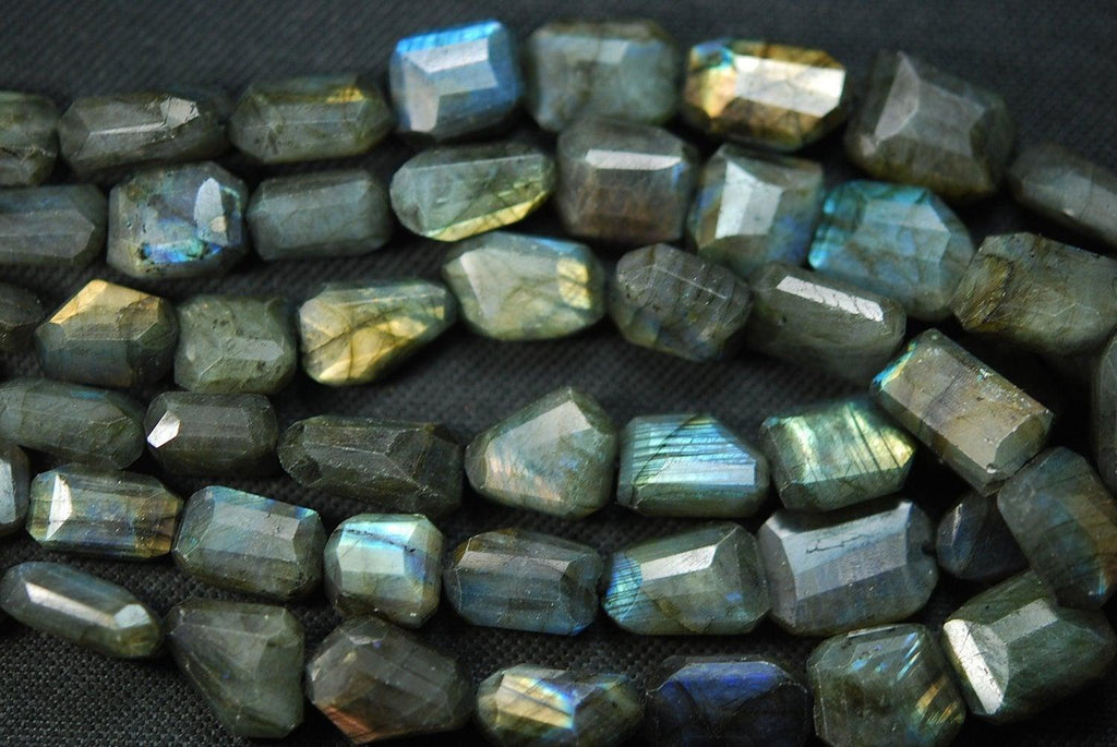 14 Inches, Super Labradorite Faceted Step Cut Nuggets 15-18mm Large Size - Jalvi & Co.