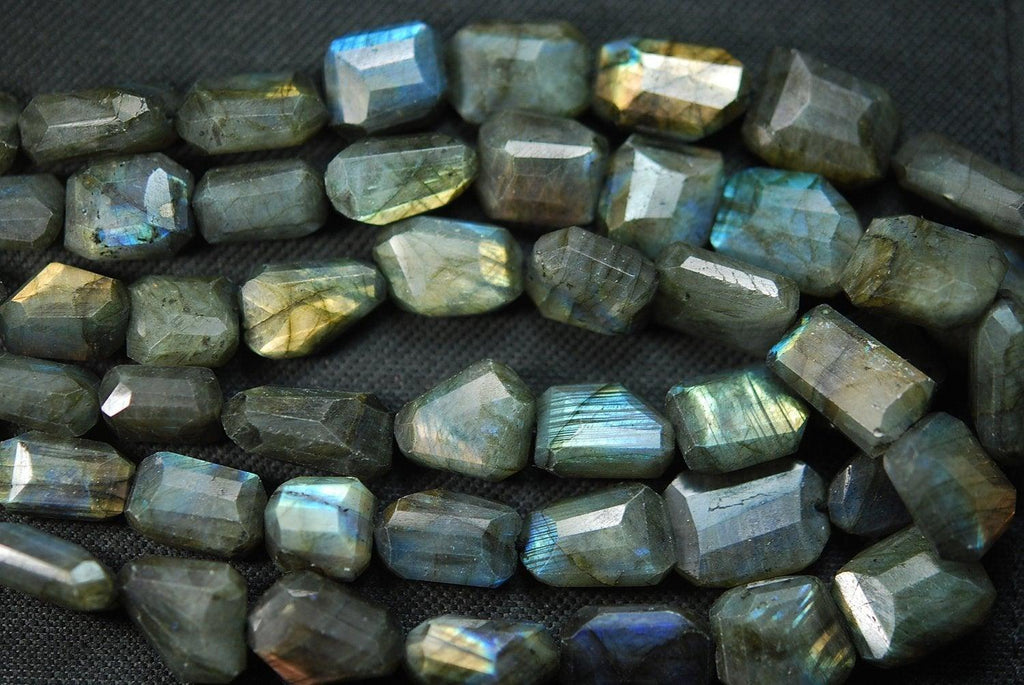 14 Inches, Super Labradorite Faceted Step Cut Nuggets 15-18mm Large Size - Jalvi & Co.