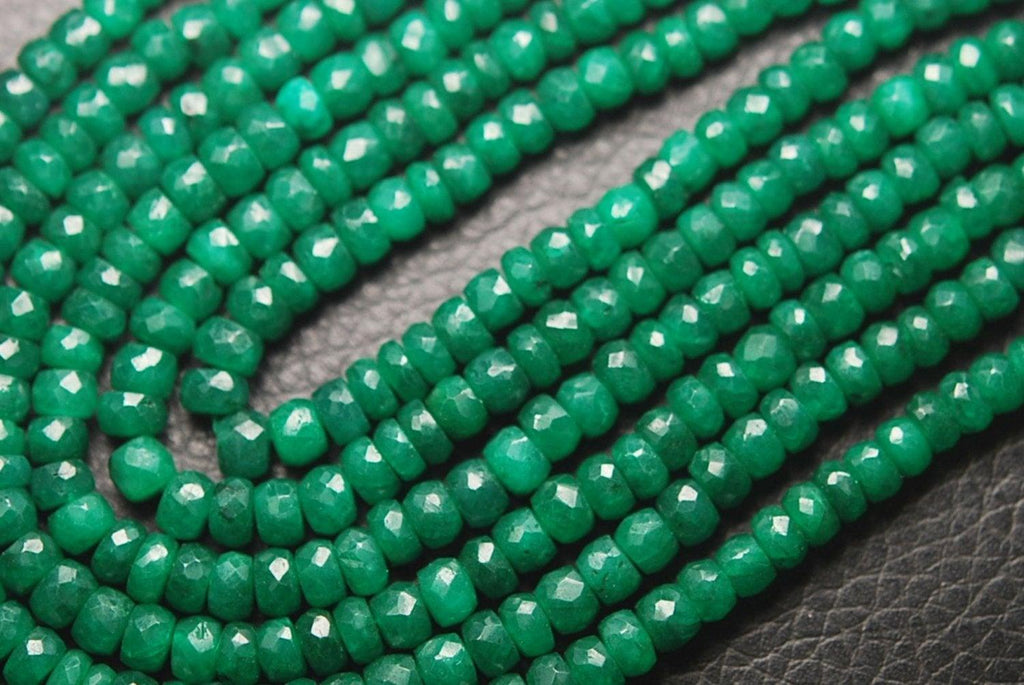 14 Inches, Super Rare Finest Quality Dyed Natural Ruby Emerald Micro Faceted Rondelle, 3-5mm - Jalvi & Co.