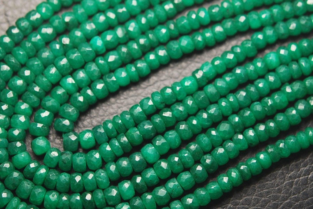 14 Inches, Super Rare Finest Quality Dyed Natural Ruby Emerald Micro Faceted Rondelle, 3-5mm - Jalvi & Co.