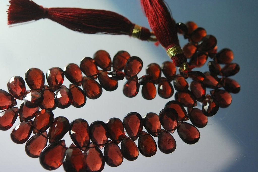 14 Pcs,Super Finest Quality-Mozambique Garnet Best Quality Faceted Pear Briolettes 7.5-9mm - Jalvi & Co.