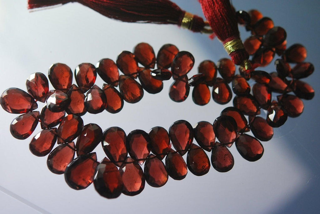 14 Pcs,Super Finest Quality-Mozambique Garnet Best Quality Faceted Pear Briolettes 7.5-9mm - Jalvi & Co.