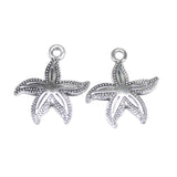 14 Starfish Charms Antique Silver Tone Aquatic Charm