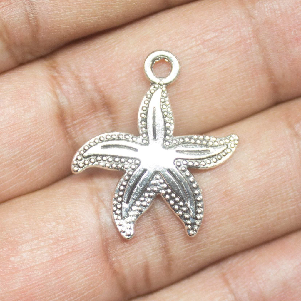 14 Starfish Charms Antique Silver Tone Aquatic Charm - Jalvi & Co.