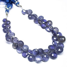 Load image into Gallery viewer, 144cts, 7 inch, Natural Iolite Faceted Heart Shape Briolette Beads, Iolite Beads, 8-12mm - Jalvi &amp; Co.