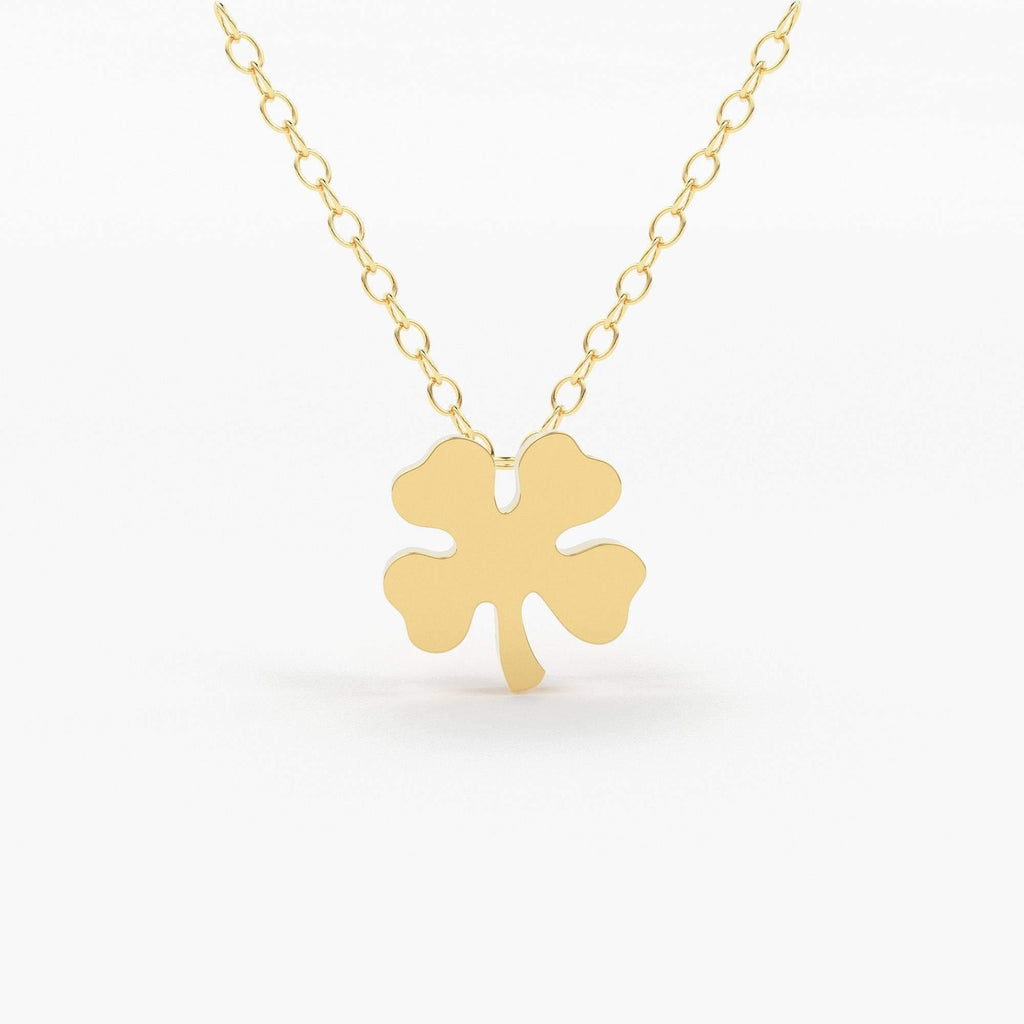 14K Gold Four Leaf Clover Charm Necklace / Made to Order Clover Pendant Irish Girl Gift / Minimalist Good Luck Charm / Mothers Day Sale - Jalvi & Co.