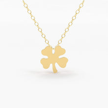 Load image into Gallery viewer, 14K Gold Four Leaf Clover Charm Necklace / Made to Order Clover Pendant Irish Girl Gift / Minimalist Good Luck Charm / Mothers Day Sale - Jalvi &amp; Co.